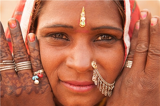 传统,印度,女孩,头像