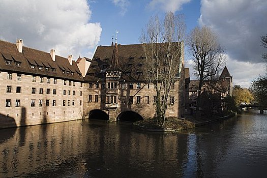 建筑,河,纽伦堡,巴伐利亚,德国