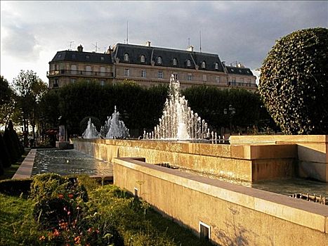 喷泉,正面,建筑,巴黎,法国