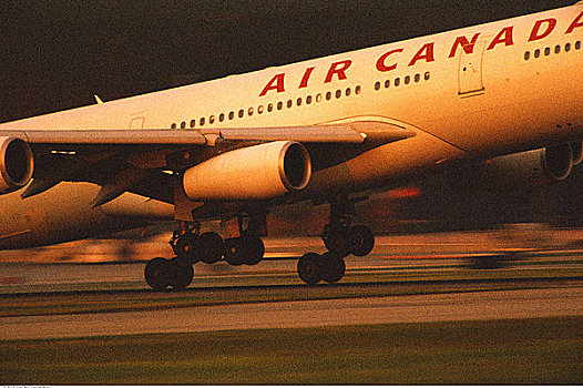飞机,降落,皮尔森国际机场,多伦多,安大略省,加拿大