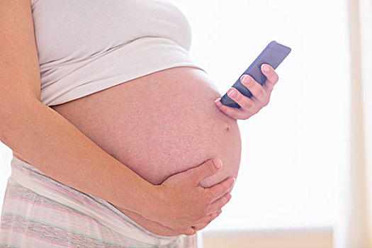 孕妇,智能手机,在家