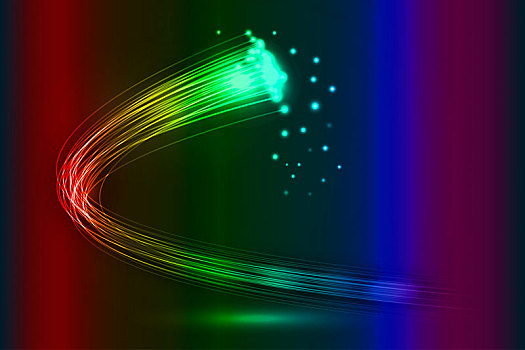 3d渲染炫彩光纤曲线,科技感速度感抽象背景