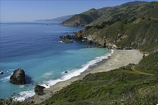 俯拍,悬崖,海岸,大,加利福尼亚,美国