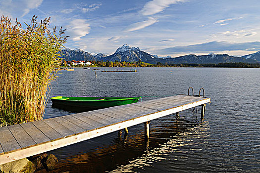木码头,看,湖,巴伐利亚,德国