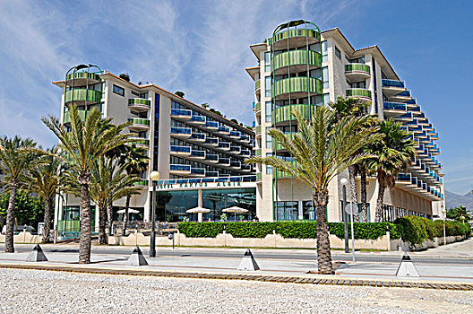 酒店,仙人掌,海滩散步,白色海岸,阿利坎特,西班牙,欧洲