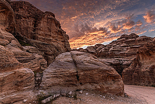 岩石构造,砂岩,悬崖,瓦地伦,荒芜,荒野,南方,约旦,日落