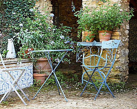 折叠椅,桌子,花园