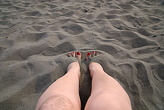 女人,海滩,沙子