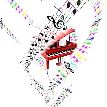 大钢琴,彩色,飞,分隔,俯视,概念