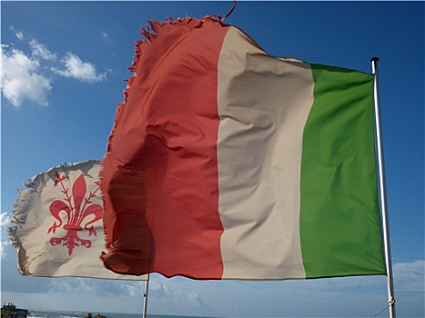 旗帜,佛罗伦萨,意大利,背景,蓝天