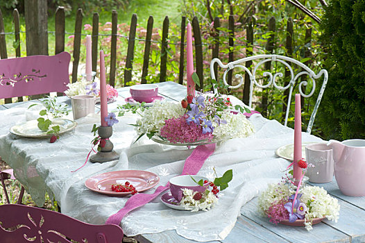 桌饰,八仙花属,花,铁线莲