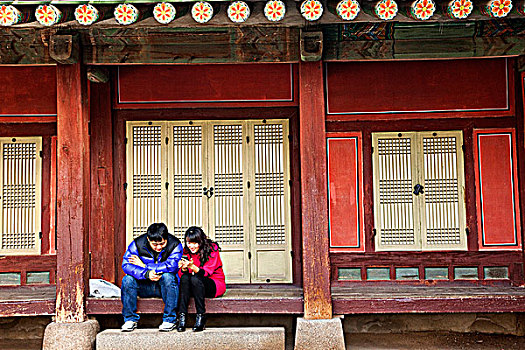 景福宫,伴侣,手机,首尔,韩国