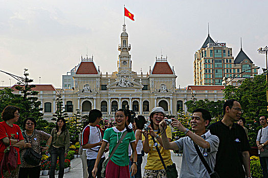 游客,广场,正面,胡志明市,越南