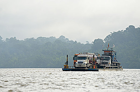 厄瓜多尔,河,驳船,重,卡车,油,探索,场所