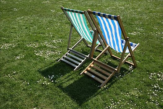 折叠躺椅,公园,伦敦,英格兰,英国,欧洲