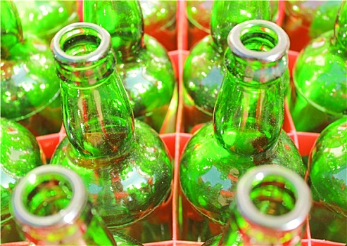 啤酒瓶,绿色,玻璃杯