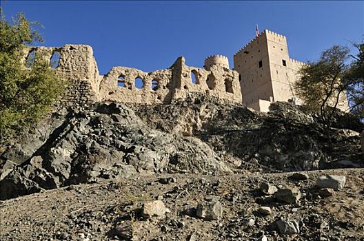 历史,砖坯,要塞,堡垒,城堡,区域,阿曼苏丹国,阿拉伯,中东