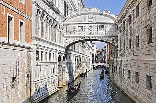 小船,上方,叹息桥,威尼斯,意大利