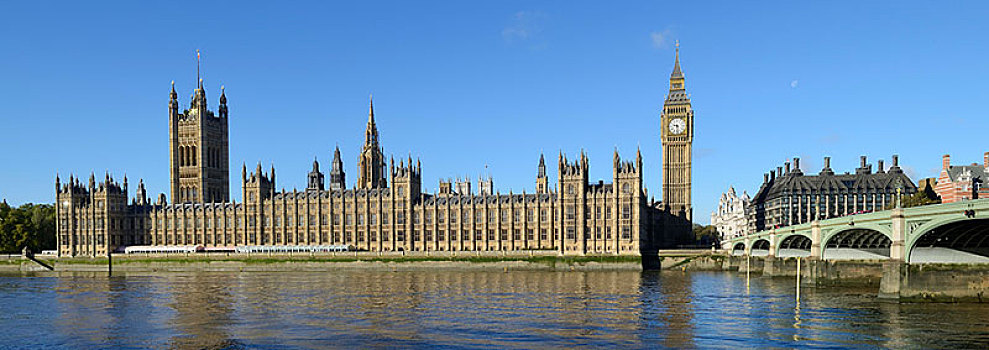 泰晤士河,威斯敏斯特宫,议会大厦,大本钟,伦敦,英格兰,英国,欧洲