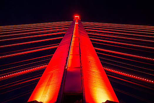 甬江大桥,线条,红色,斜拉式大桥,构成,桥,图案