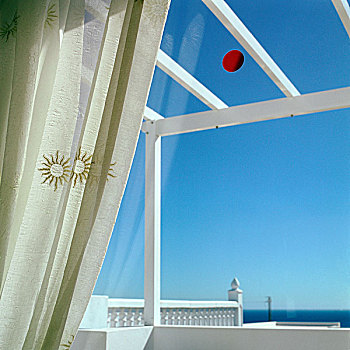 风景,窗户,红色,圆点,阶梯状,内庭,区域,清晰,蓝色,天空,波多黎各,卡门,兰索罗特岛,2007年