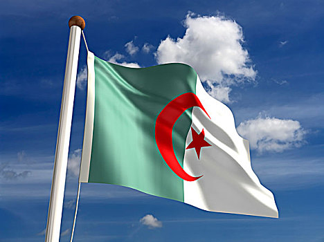 阿尔及利亚,旗帜,裁剪,小路
