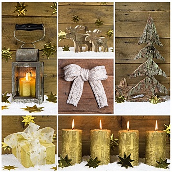 自然,圣诞装饰,木头,雪,不同,金色,物体