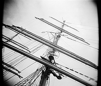 美国,马萨诸塞,波士顿,桅杆,高桅横帆船,照片