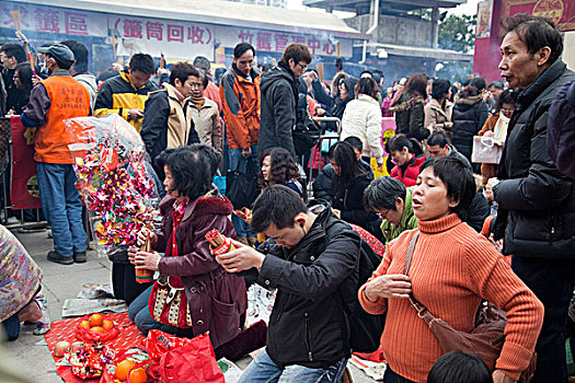 拥挤,春节,黃大仙祠,香港