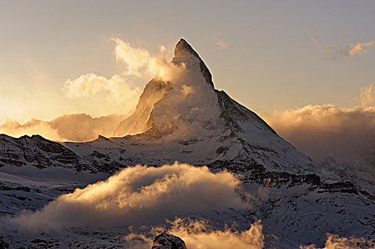 山,马塔角,落日,策马特峰,瓦莱,瑞士,欧洲