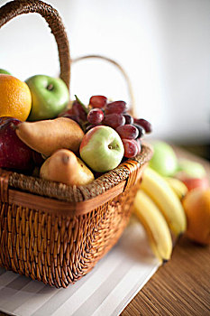 篮子,水果,桌上