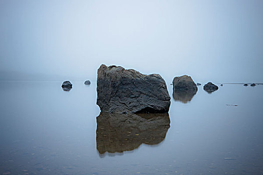 大,漂石,反射,水,冰岛