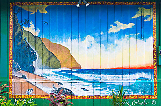 壁画,纳帕利海岸,岛屿,考艾岛,夏威夷
