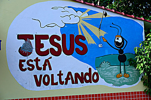 壁画,铭刻,耶稣,背影,在家,里约热内卢,巴西,南美