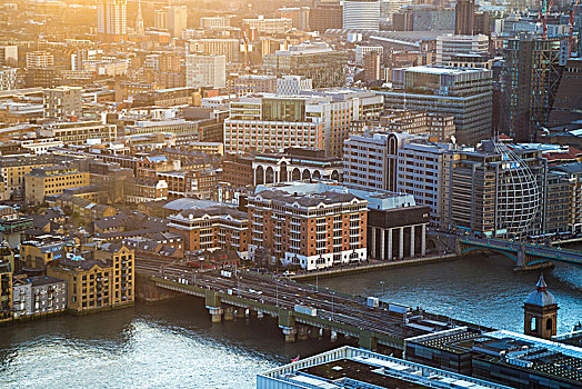 南华克,桥,泰晤士河,俯视,伦敦,英国