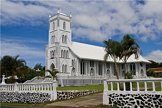 白色,教堂,萨摩亚群岛