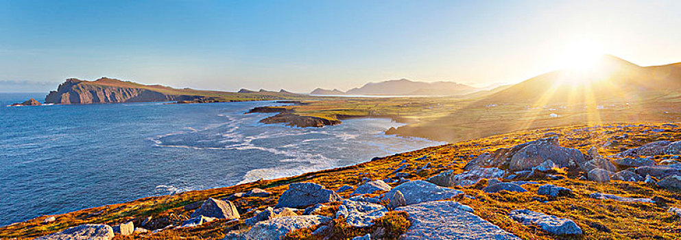 爱尔兰,海岸线,清晰,早晨,位置,丁格尔半岛,西部,靠近