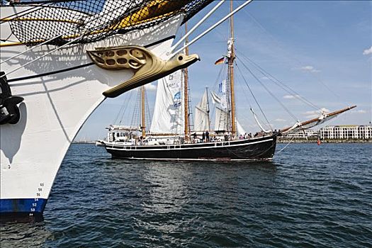 信天翁,船头雕饰,航行,学校,船,德国,瑞典,纵帆船,2008年,梅克伦堡前波莫瑞州,欧洲