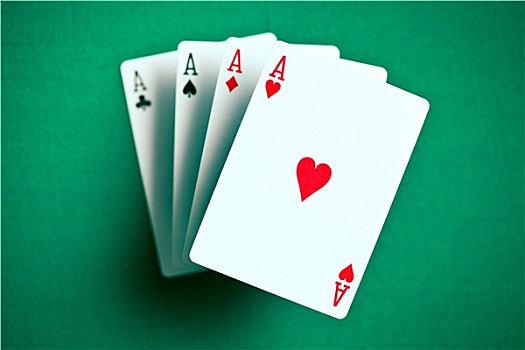 四个,纸牌a,绿色,赌场,桌子