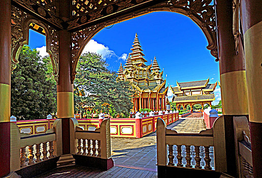 皇宫,金色,宫殿,老,蒲甘,皇家,历史名城,缅甸
