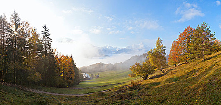 秋日风光,贝希特斯加登地区,巴伐利亚,德国