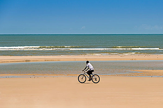 骑车,沙滩,印度洋,穆龙达瓦,马达加斯加,非洲