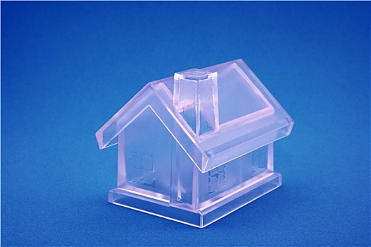 水晶,房子,蓝色背景,背景