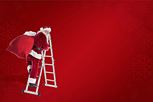 圣诞老人,向上,梯子