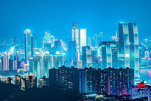 重庆城市夜景,全景城市分光