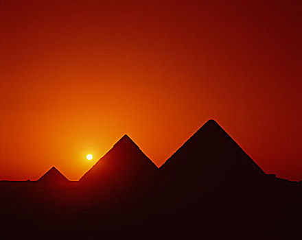 埃及,开罗,吉萨金字塔,金字塔,日落