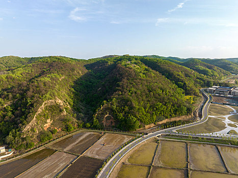 陕西省延安市南泥湾航拍图片