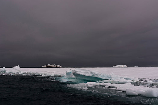 海冰,冰山,地平线,南,冰盖,斯瓦尔巴特群岛,挪威