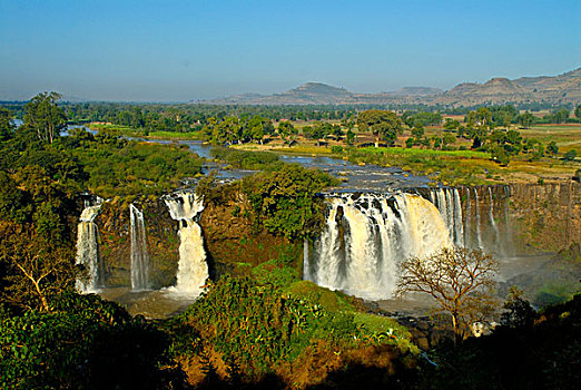 瀑布,蓝色,尼罗河,埃塞俄比亚,非洲