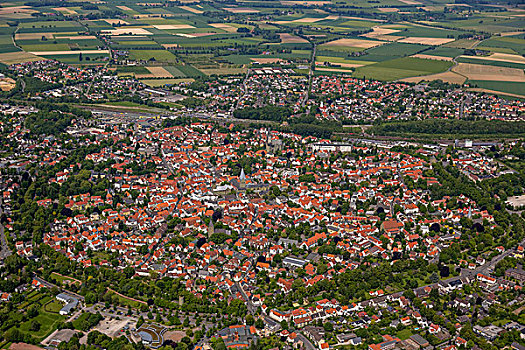 航拍,俯视,上方,城市,中心,城墙,北莱茵威斯特伐利亚,德国,欧洲